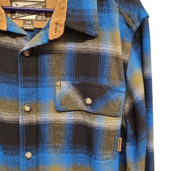 Legendary Whitetails Men's Size M‎ Buck Camp Flannel Shirt Cobalt Blue Plaid - Picture 6 of 15